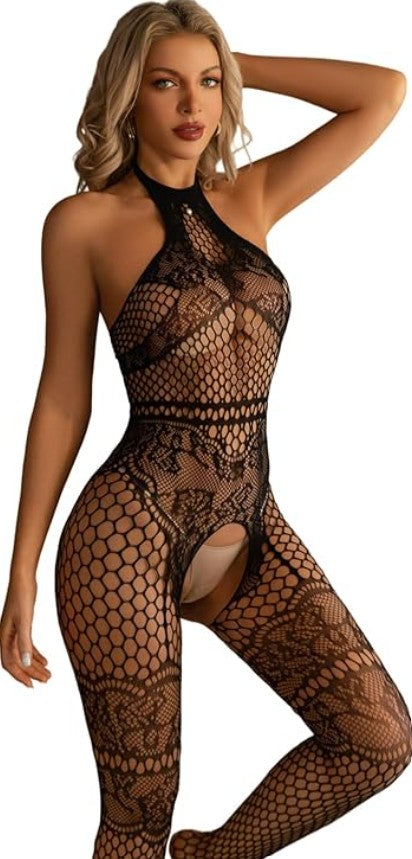 Sexy Fishnet Bodysuit for Women  Hot Transparent Lingerie Nightwear  Stretchable Body Stocking