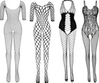 Women’s Fishnet Bodysuit Lingerie  Hollow Mesh Teddy Bodysuit  Sexy Sleepwear Outfit