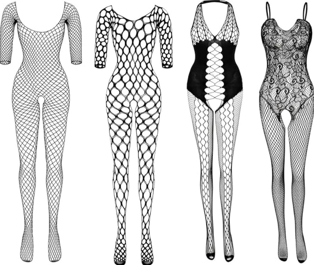 Women’s Fishnet Bodysuit Lingerie  Hollow Mesh Teddy Bodysuit  Sexy Sleepwear Outfit