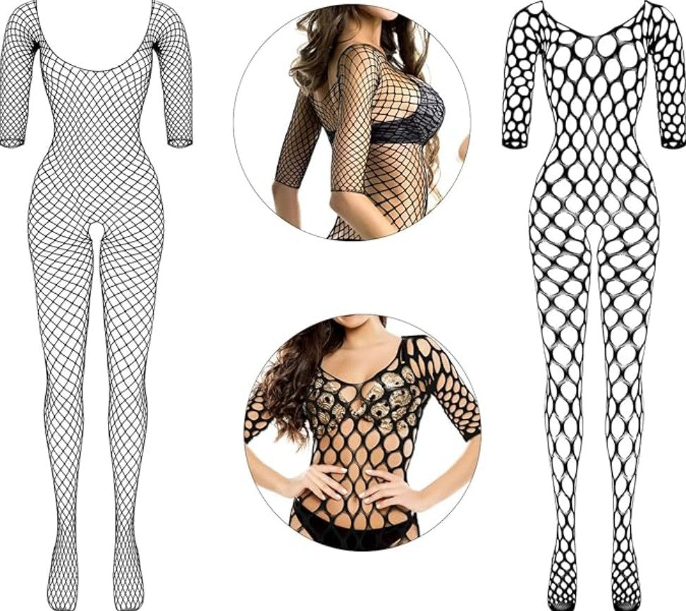 Women’s Fishnet Bodysuit Lingerie  Hollow Mesh Teddy Bodysuit  Sexy Sleepwear Outfit