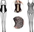 Women’s Fishnet Bodysuit Lingerie  Hollow Mesh Teddy Bodysuit  Sexy Sleepwear Outfit